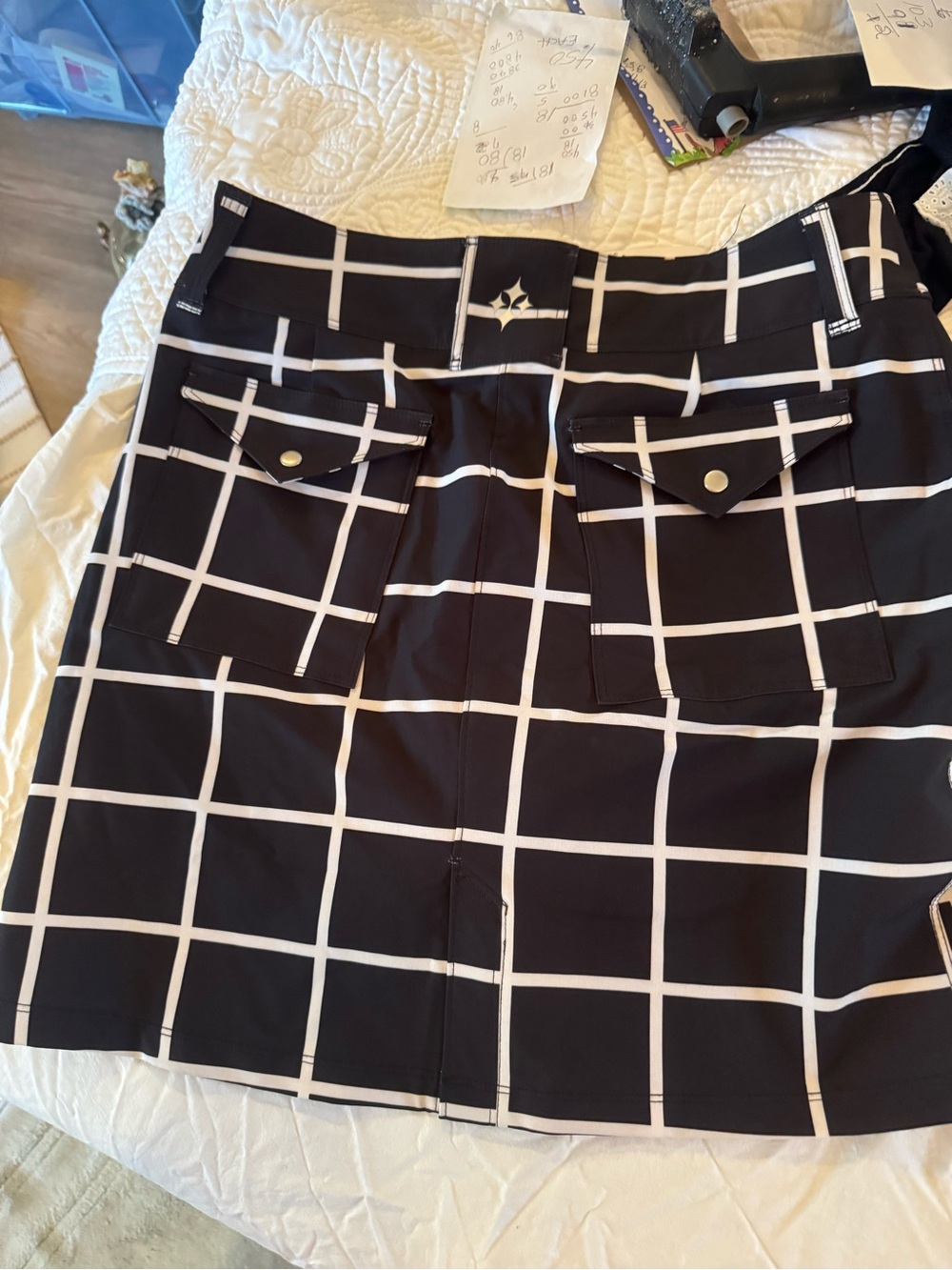 Windowpane Pocket Mini Shorts - Black/White